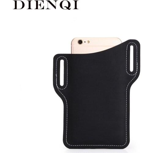 DIENQI Small Phone Men Leather Waist Bag Purse Male Fanny Pack Phone Mini Chest Bum Leg Belt Bag Black Waist Bag For Men 2020