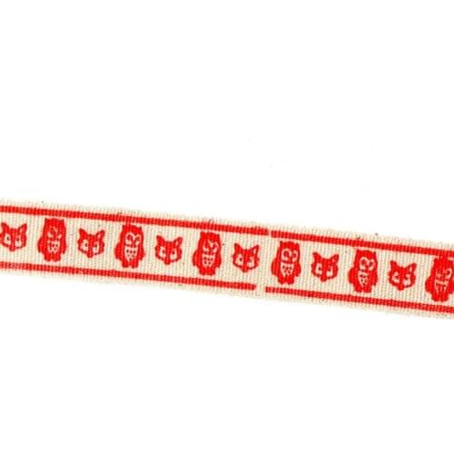 ZERZEEMOOY 5YARD/LOT 20MM 3/4" Red Owl And Fox 100% Thick Cotton Ribbon DIY Handmade Cloth Sewing & Packing Label Tapes Ribbon