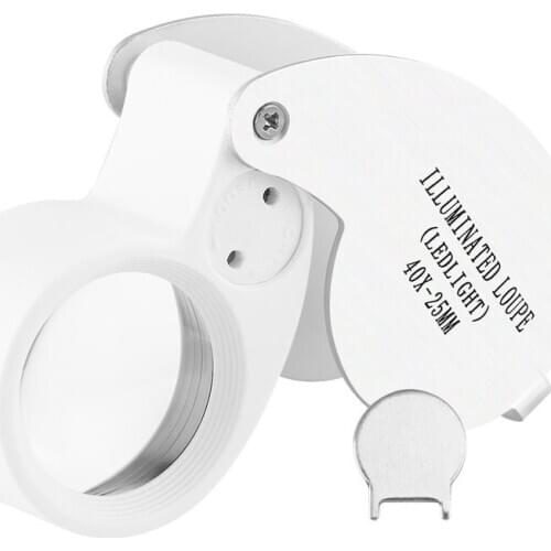 1pcs Magnifying Loupe 40X 25mm 40X25mm 40 x 25 Jeweller LED Light Glass Magnifier wholesale Dropshipping New Drop ship