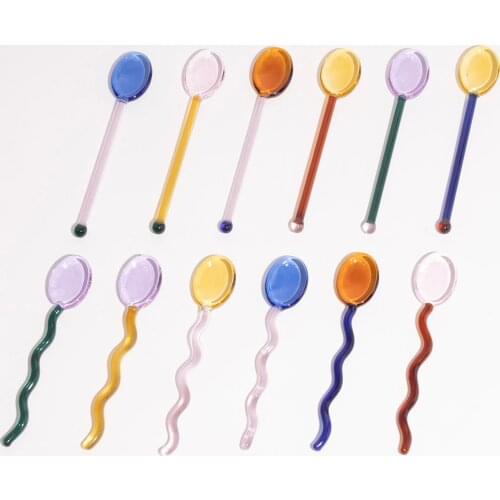 Candy Tiny Spoon Glass Spoon Eco Friendly Reusable Glass Spoon Cute Coffee Spoons Dessert Spoon