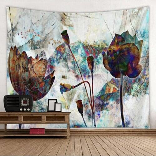 Landsc Print Wall Tapestry Tapestries Wall Hanging Flower Psychedelic Tapestry Wall Hanging Decor Halloween Deco