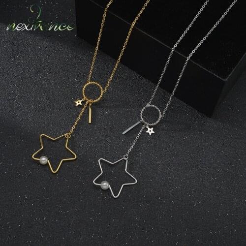 Nextvance Cute Stainless Steel Necklaces Star Pearl Neckalce For Women Child Lover Anime Summer Accessories Jewelry Gift