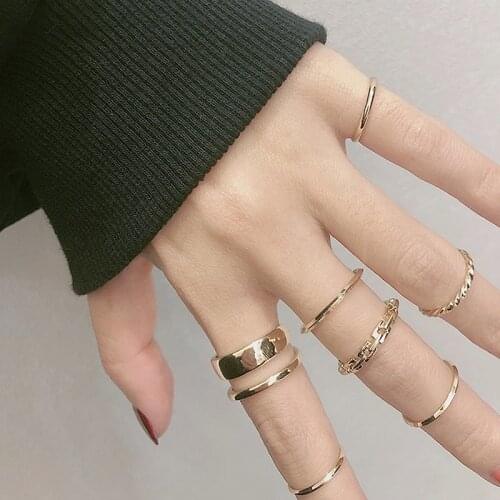 New Rings Fashion Trendy Jewelry Copper Finger 7pcs Ring Set Rings For Women Wedding High Quality Rings Wholesale