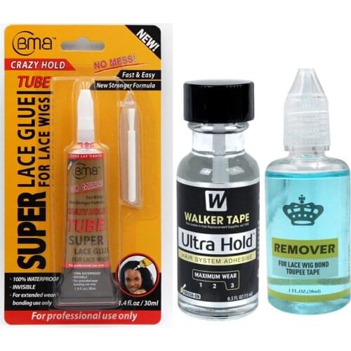 Wholesale waterproof invisibility walker tape and BMB glue strong hold and super high quality remover for lace wig glue