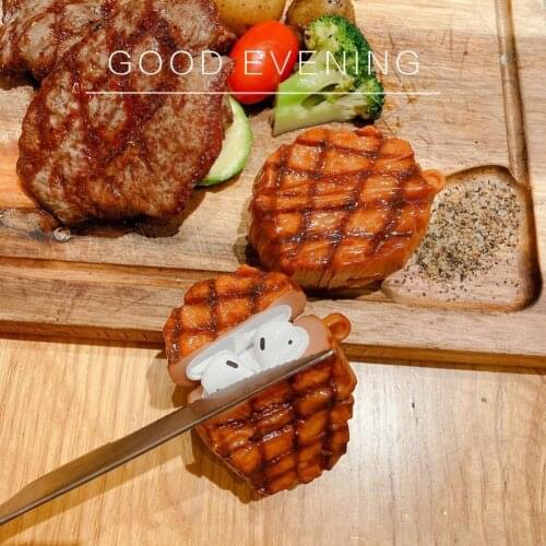 Personalized simulation steak shape Earphone Protective Cover Stereo Exquisite Shockproof Earphone Protective Case for airpods