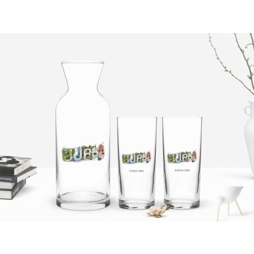 Personalized Colorful Printed Bursa Design Tourist Dual Arrack Cup and Carafe Gift Seti-1