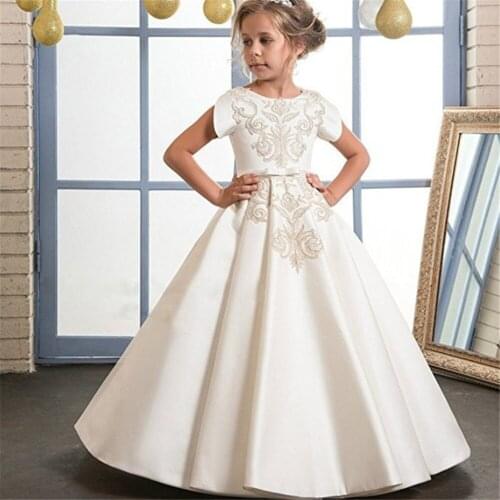Flower Girls Dress Carnival Gown Princess Dress Kids Dresses for Girls Wedding Party Costume Champagne Dresses