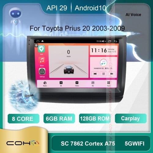Prius 20 Android 10.0 Octa Core 6+128G Gps Navigation Multimedia Android Car Radio Cooling fan For Toyota Prius 20 2003-2009