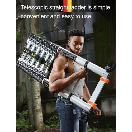 Straight Ladder Telescopic Ladder Household Folding Aluminum Alloy Wall Project Lifting Upper Roof Attic Electrician Stairs Port