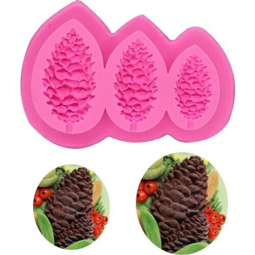 3 Caves Pine Cone Silicone Mold Fondant/Sugar/Chocolate Mould Cake Decoration Maker Baking Tools for Christmas Party, DIY
