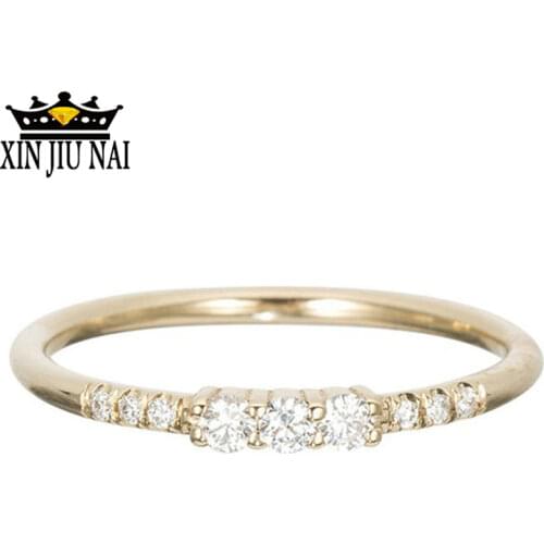 Wedding elegant Austria Crystal gold Color Rings Engagement delicate thin Cubic Zircon Ring New Brand Bijoux For Women Jewelry