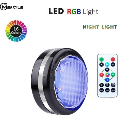 LED Cabinet Light RGB Colors 3 or 6 PCS Night Lamp Remote Controller Timer Home Atmosphere Lighting Decorate Battery Powered