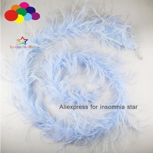 Top 2 Meters fluffy light blue Ostrich Feathers Boa Fashion Feathers For Crafts for Wedding Decoration Dance Performance etc