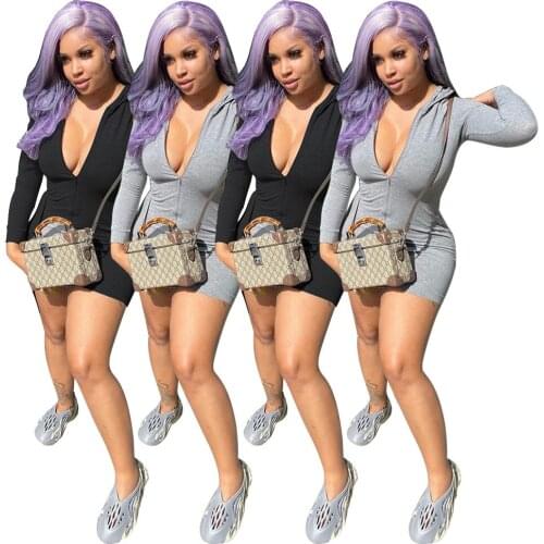 Streetwear Bodycon Dress Women Clothes 2021 Long Sleeve Zipper Dresses Female Ribbed Casual Fashion Pink White Mini Dress