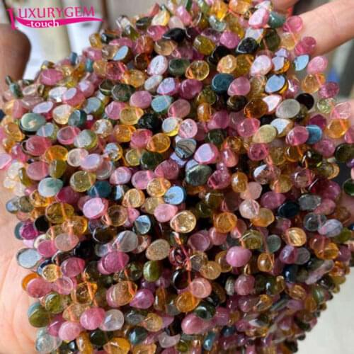 High Quality Natural Multicolor Tourmaline Stone Loose Spacer Beads 5x7/6x8/7x9mm Smooth Drop Shape Jewelry Accessorie 38cm sk82