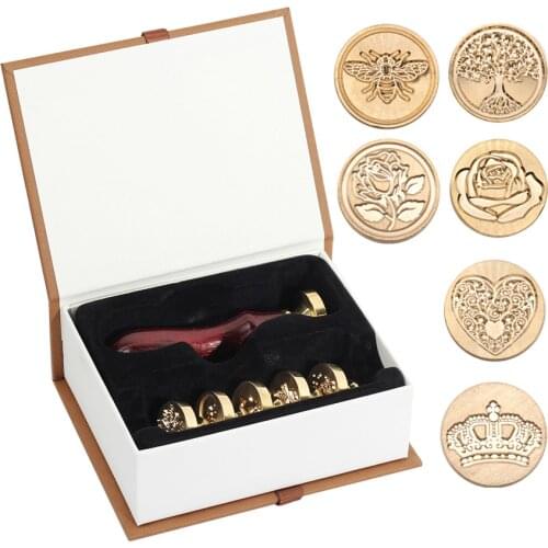 WYSE 6pcs Retro Seal Diy Envelope Wax Seal Stamps Rose Crown Tree Classic Wedding Invitations Stamp for Scrapbooking