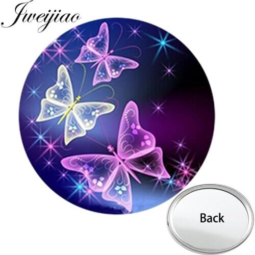 Youhaken Butterfly One Side Flat Mini Pocket Mirror Compact Portable Makeup Vanity Hand Travel Purse Mirror