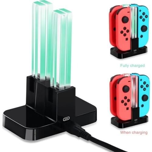 4 in 1 Controller Charger For Nintendo Switch 4 Joy-Con Controllers Charging Cradle Dock Station LED indication Charger Stand