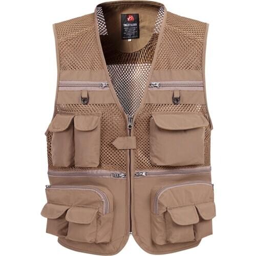 B Summer Mesh Vest For Men Spring Autumn Male Casual Thin Breathable Multi Pocket Waistcoat Mens Baggy 5XL Vest With Many Pocket