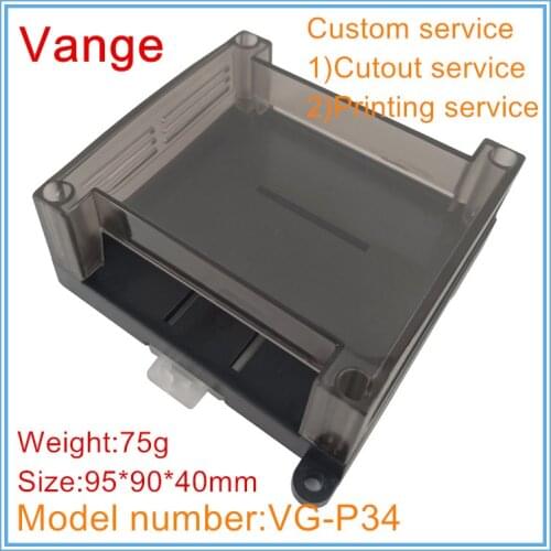 1pc/lot transparent black junction box case ABS plastic instrument enclosure for din rail PCB 95*90*40mm