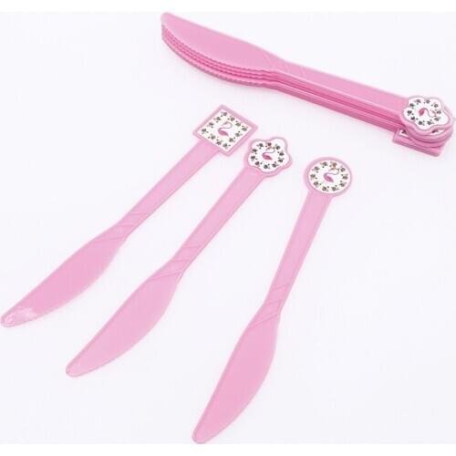 10pcs/lot Pink Disposable Knives Flamingo Theme Birthday Party Disposable Tableware Knives Summer Hawaii Event Party Supplies