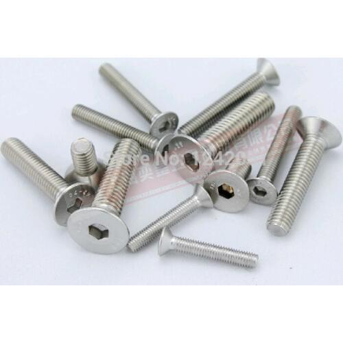 100pcs Metric M4*35mm Stainless Steel Flat Countersunk Head Hex Socket Cap Screw Bolt