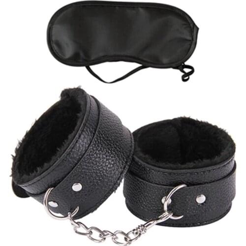 2pcs/set PU Leather Sex Handcuffs with Eye Mask Sex Toys for Couples Adult Games Slave Bondage Restraints Erotic Accessories