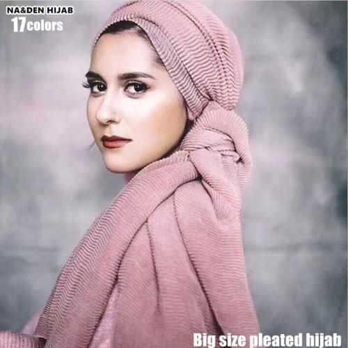 2019 NEW pleated maxi hijabs scarf elegant shawl plain maxi muslim hijab women wrinkle scarves shawls soft muffler 10pcs/lot