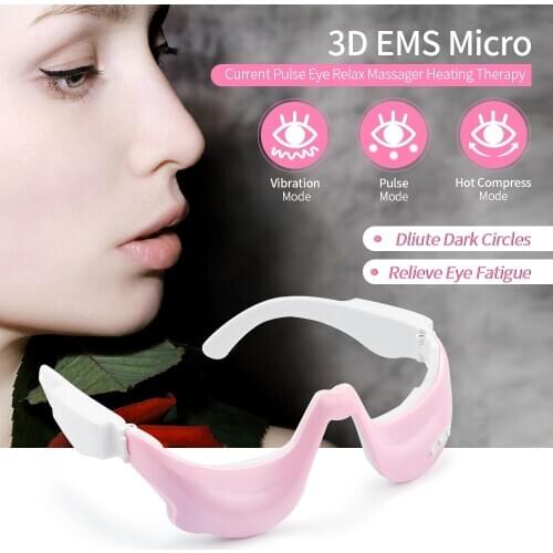 3D Vibration Eye Massager Eyes Fatigue Relief Relaxation EMS Micro-Current Pluse Heating Therapy Wrinkle Reduction Massage Tool