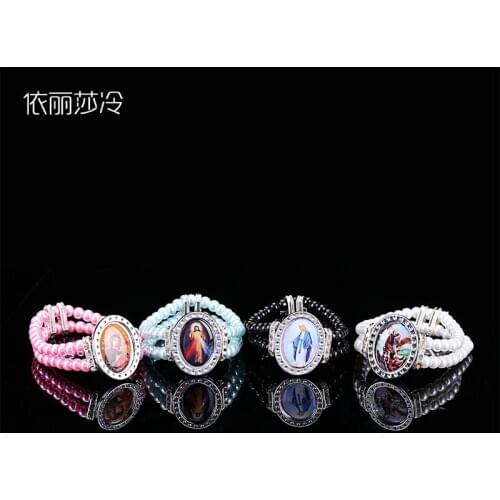 48 pieces / handmade rosary bracelet crystal pearl holy communion rosary bracelet handmade beaded bracelet mini rosary bracelet