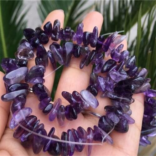 8 pieces, natural amethyst gravel, irregular stone chains, DIY accessories