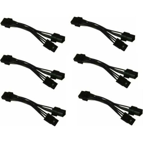 Dual 6 Pin Female To 8 Pin Male PCI Express VGA Video Card Power Cable Adapter - Brand New