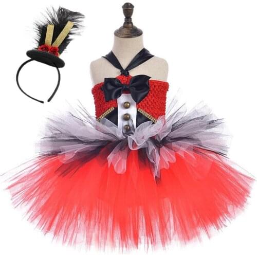 Circus Ringmaster Cosplay Dress Costume for Girls Kids Punk Rock Tutu Dresses Baby Girl Christmas Halloween Costumes Children
