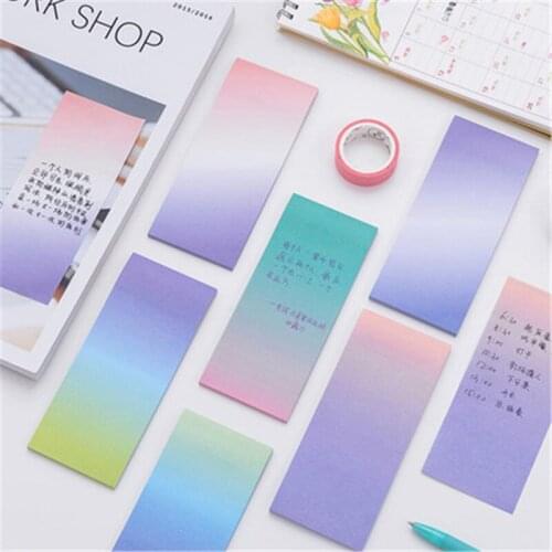 DL Korean stationery creative color long gradient color N paste note book Tearing message facilitation Exquisite office supplies