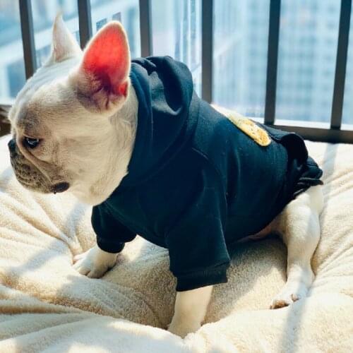 Fleece Dog Hoodie for Small Medium Dogs Fashion Print Frenchie Bulldog Coat Jacket Pug Costume Puppy Dogs Pets Clothing A45