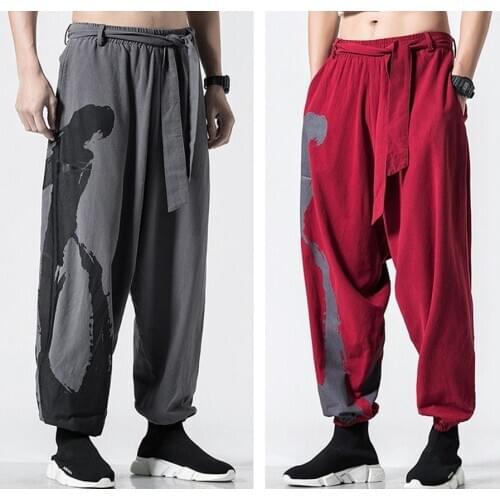 Cotton&linen Spring&Autumn men kung fu bloomers martial arts lantern trousers tai chi wushu pants halon panty knickerbockers