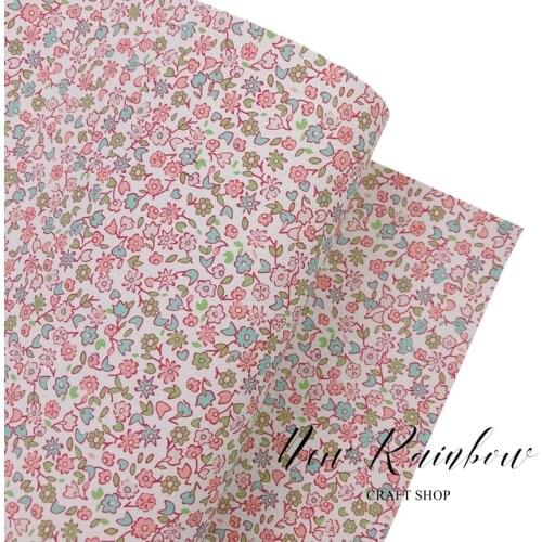 New Rainbow 30x138cm/Roll Summer Small Floral Faux Artisan DIY Leather For Bows, Accessories, Earrings, DIY Crafts, Homedecors