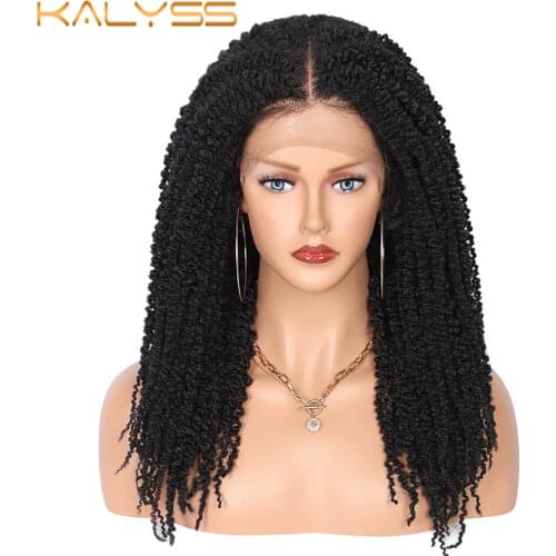 Kalyss 20 inches Braided Wigs for Black Women Cornrow Braids Swiss Lace Wigs Synthetic Lace Front Wig Twisted Wig with Baby Hair
