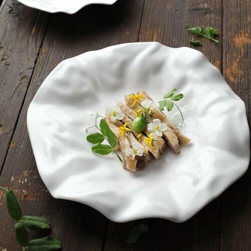 Unique Bamboo Shaped Ceramics Dinner Plate Decorative Porcelain Serving Dish Banquet Tableware for Dessert, Fruit and Seasoning