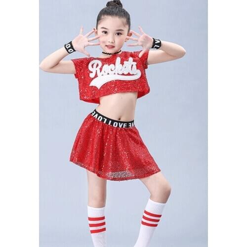 Girl Jazz Dance Set For Girls Jazz Dance Costumes for Kid Hip Hop Dancing Child Sequins Stage Performance Children Hip Hop Suit