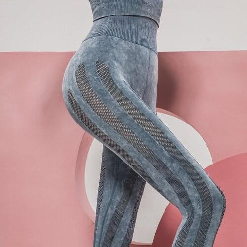 Leggings Women Fitness High Waist Gym Push Up Mesh Hollow Leggings Workout Running Sports Stretchy Breathable Legging Pants