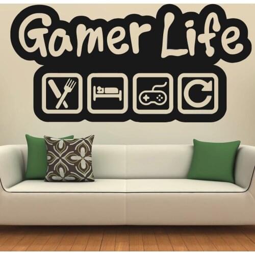 Game Zone Wall Decor Decal Sticker Bedroom Home Decor Interior Vinyl Sticker Wallpaper Gamer Lift Eat Sleep Game Repeat G53