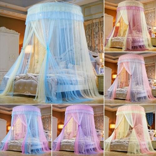 Bed Canopy Double Colors Hung Mosquito Net Princess Bed Tent Curtain Foldable Canopy On The Bed Fairy Lace Elegant Dossels