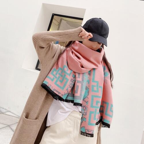 Autumn and winter new imitation cashmere female national wind double-sided with a large shawl outside thickened wild scarf