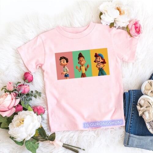 2021 New Arrival Luca Alberto Giulia Manga Cartoon Print Girls T-Shirts Funny Anime Clothes Children Clothing