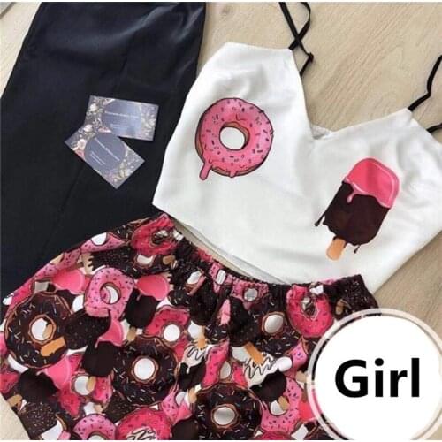 Sexy harness pajamas women summer loose ice han edition student simulation silk v-neck two suit household to take