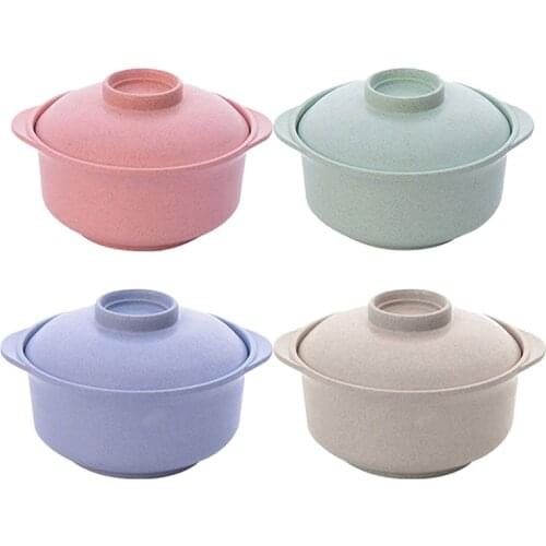 Plastic instant noodle bowl with lid household kitchen tableware noodle Tommy ramen bowl for restaurant healthy tableware bowl