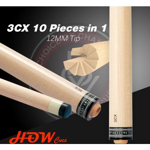 HOW Carom Shaft 3CX Shaft 12mm HOW Tip 69.5cm Suit 10 Pieces in 1 Technology Shaft Hand inlay 3/8*8 Radial Joint For Carom Cue