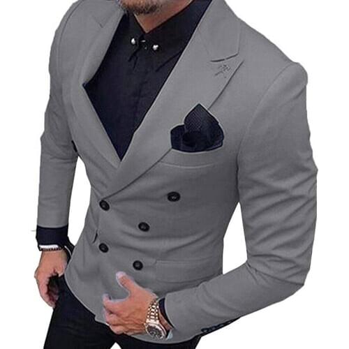Grey Formal Jacket Mens Blazer Suit Jacket 1 Pieces Double-Breasted Notch Lapel For Weeding Party (Only Jacket) men suit jacket