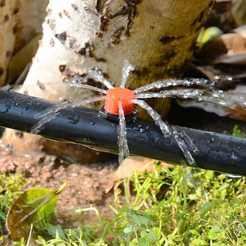 100pcs Spray Sprinkler Emitter 8 Holes Garden Irrigation Nozzle Adjustable Dripper Greenhouse Garden Emitter Drip Watering Syste